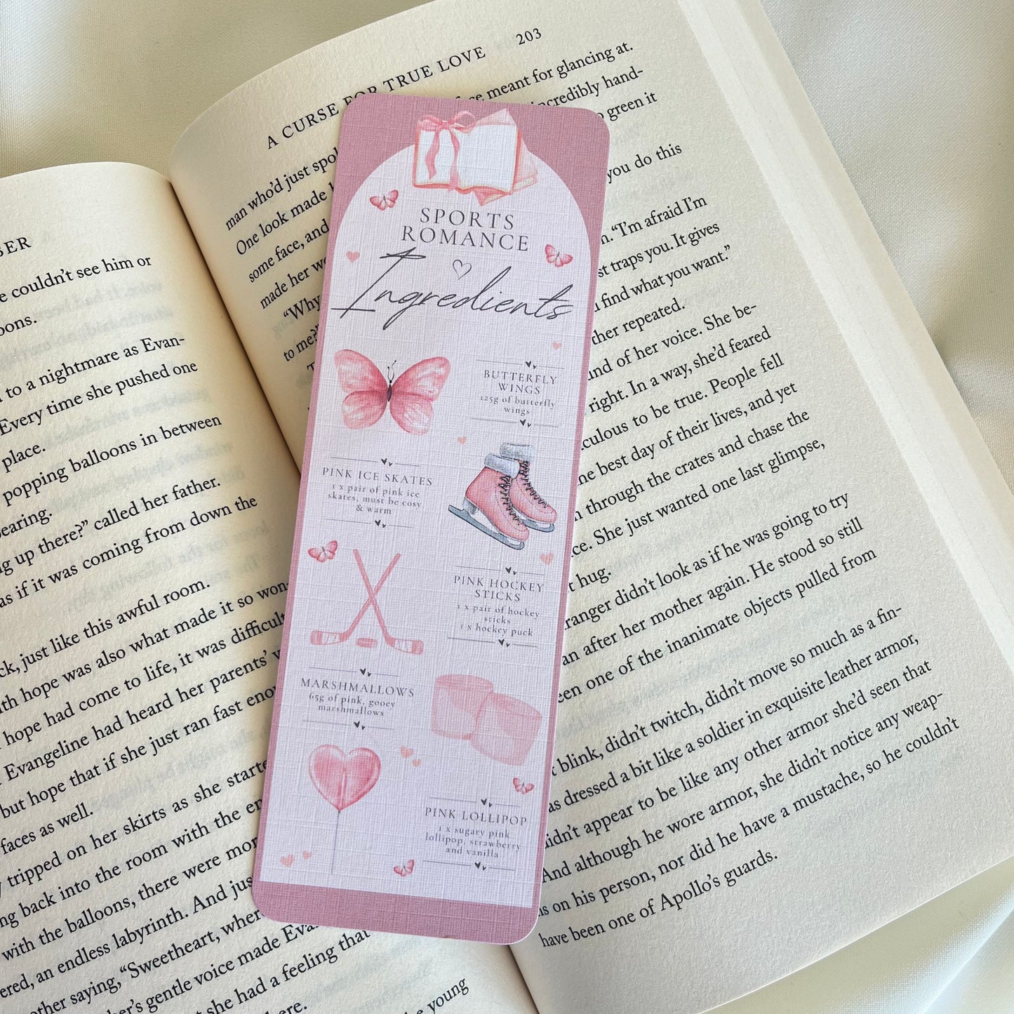 Sports Romance Ingredients Bookmark