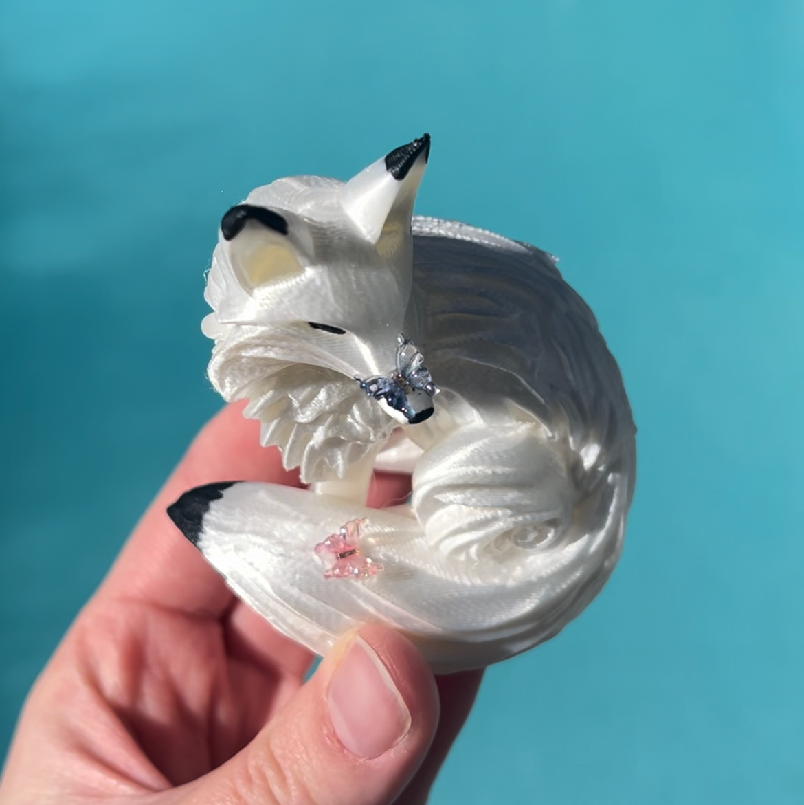 Snow Fox with Butterflies
