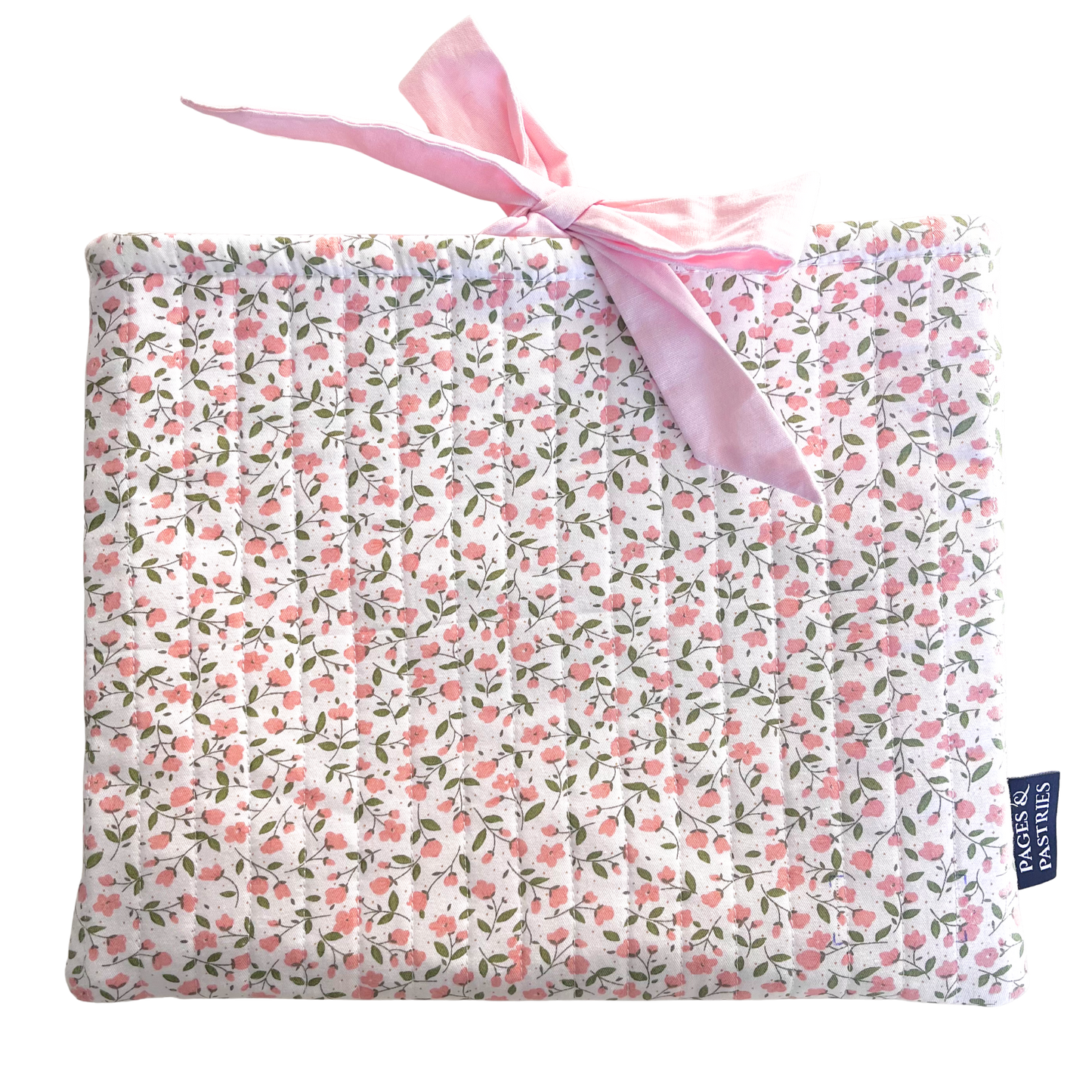 Quilted Bow Book Sleeve - Peony