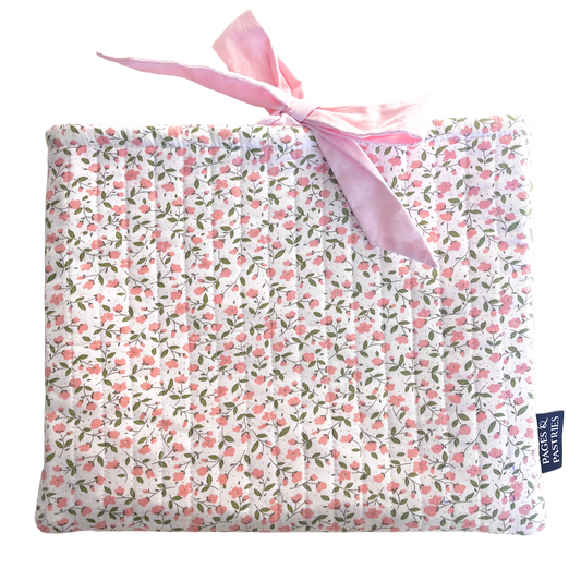 Quilted Bow Book Sleeve - Peony