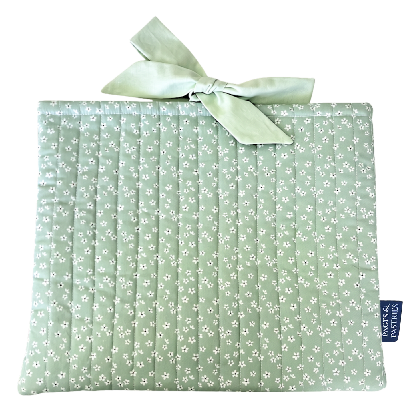 Quilted Bow Book Sleeve - Fern