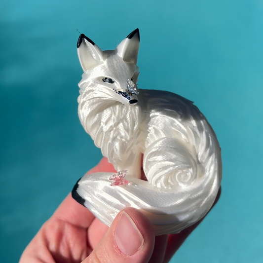 Snow Fox with Butterflies