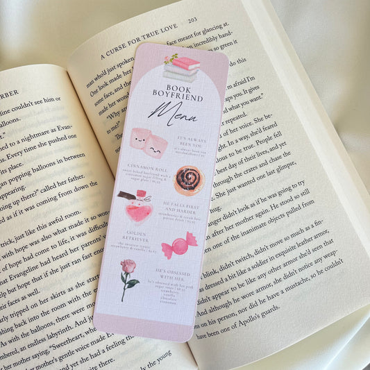Book Boyfriend Menu Bookmark (Pink)
