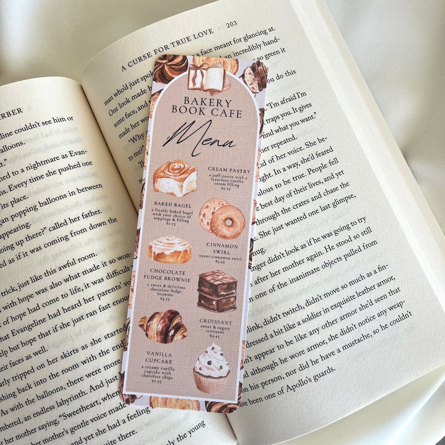 Bakery Book Cafe Menu Bookmark