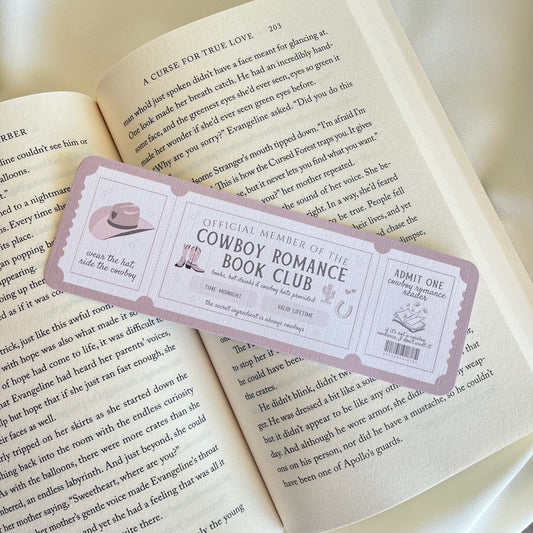 Cowboy Romance Bookclub Ticket Bookmark