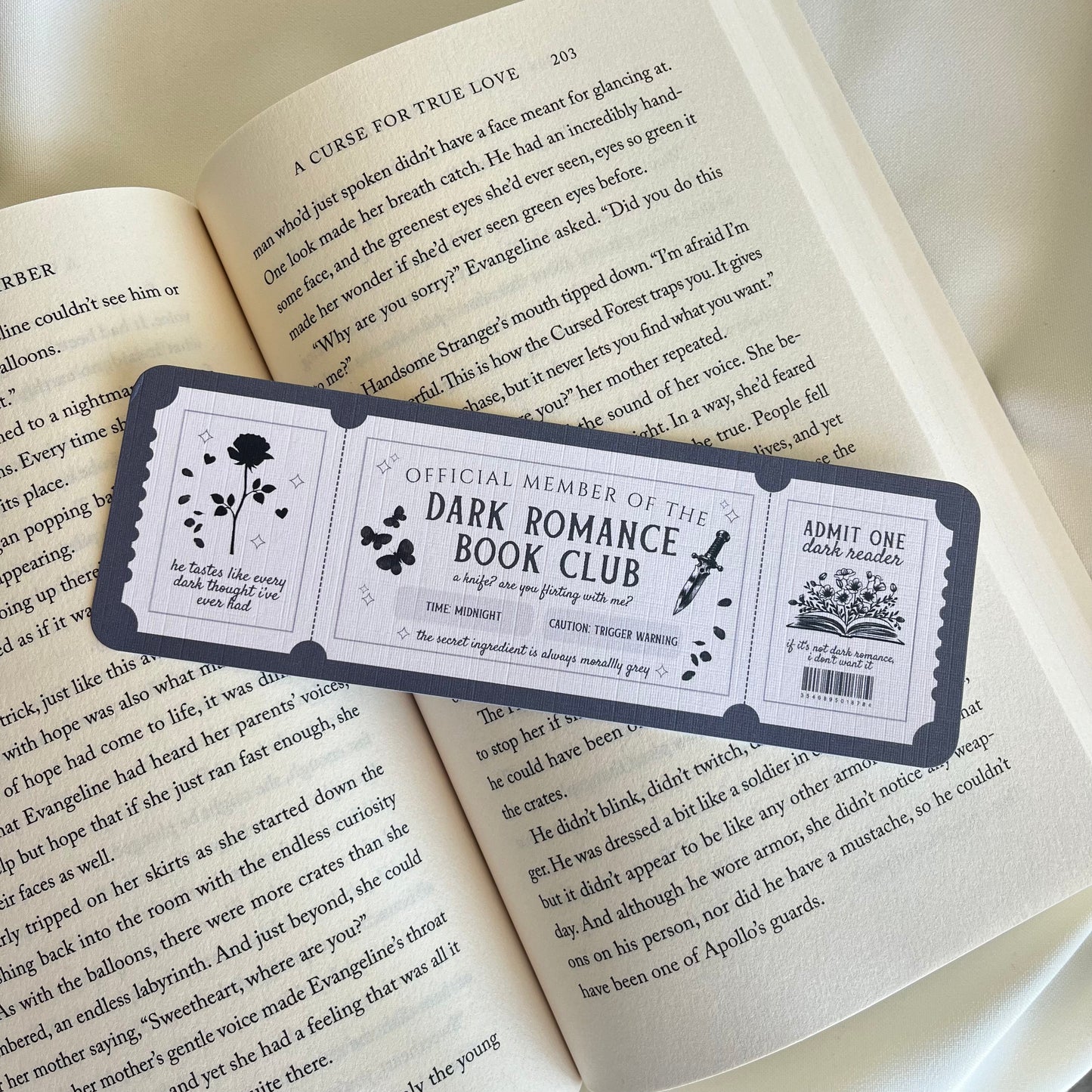 Dark Romance Bookclub Ticket Bookmark