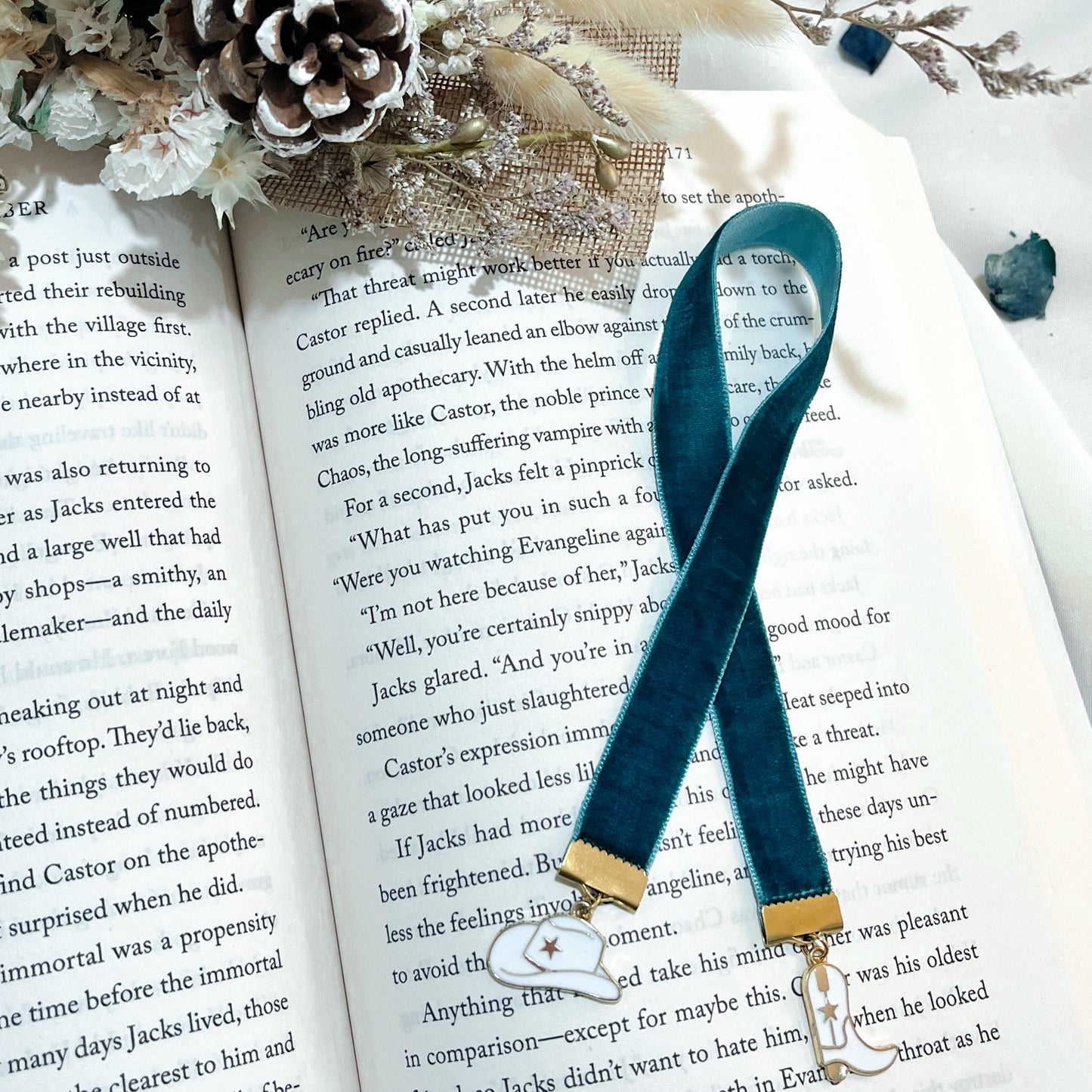 Ribbon Bookmark - Cowboy Teal
